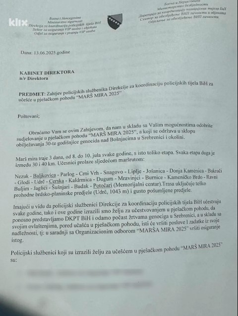 Policajcima koji su preživjeli Srebrenicu zabranjeno učešće u Maršu mira