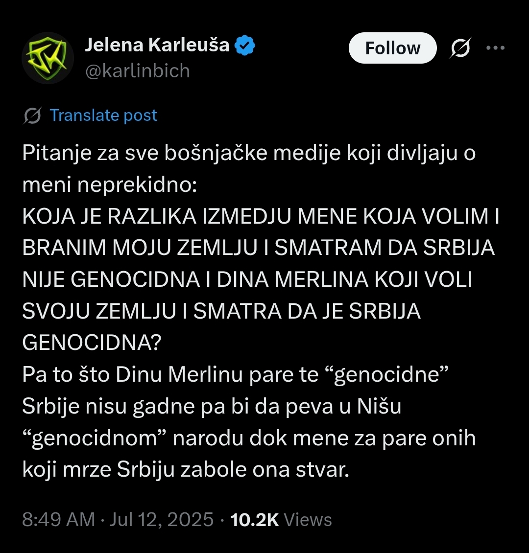 Karleuša nakon zabrane nastupa u BiH: “Zašto je meni otkazano, a Merlinu nije?”