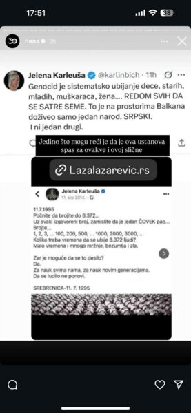 Karleušin sramotan tweet o Srebrenici razbijesnio Ildu Humić i Hanu Hadžiavdagić: Brutalne reakcije bh. influenserica