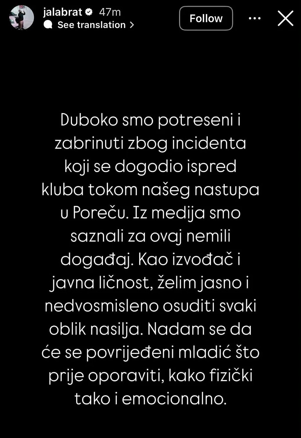 Jala Brat i Buba Corelli reagovali nakon premlaćivanja mladića tokom njihovog nastupa: “Oštro osuđujemo svaki vid nasilja”