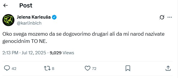 Karleuša pokušala ublažiti izjave o Srebrenici, ali i dalje ne priznaje genocid: “Žalim, ali…”