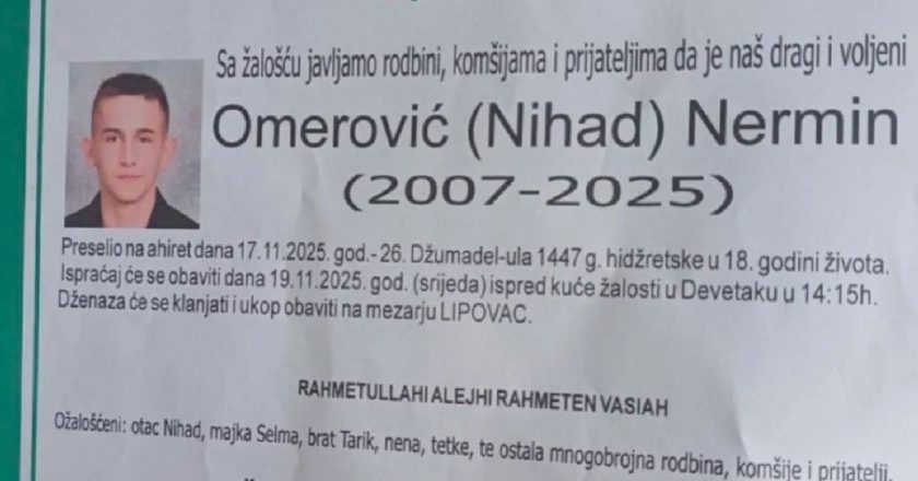 Tuga u Lukavcu: Preminuo 18-godišnji fudbaler Nermin Omerović