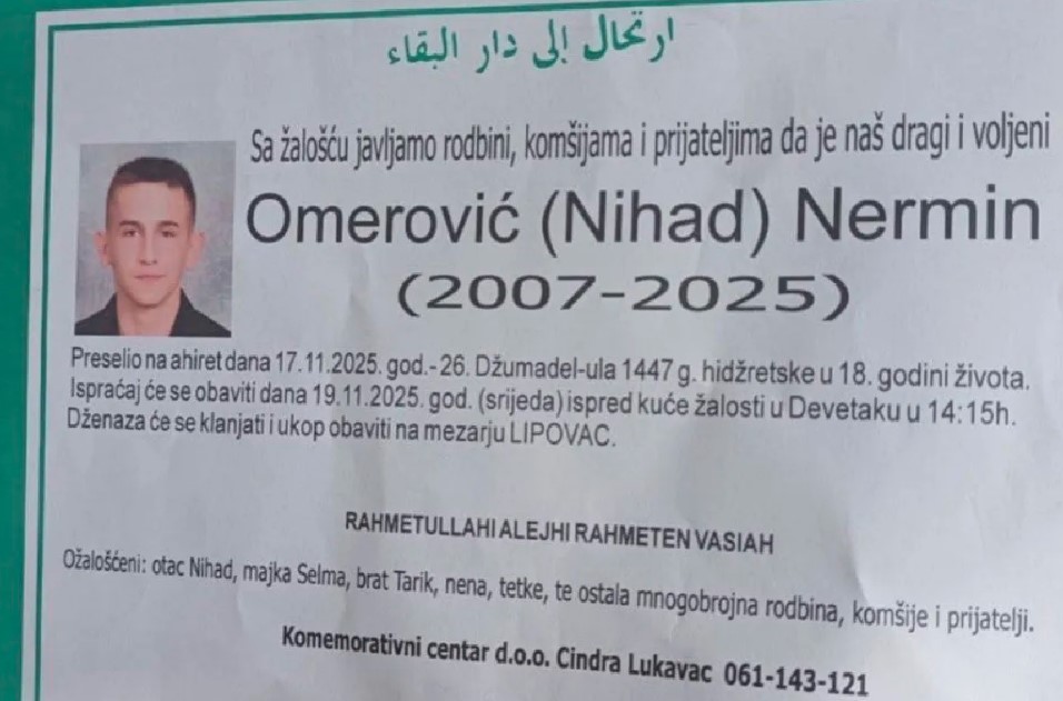 Tuga u Lukavcu: Preminuo 18-godišnji fudbaler Nermin Omerović