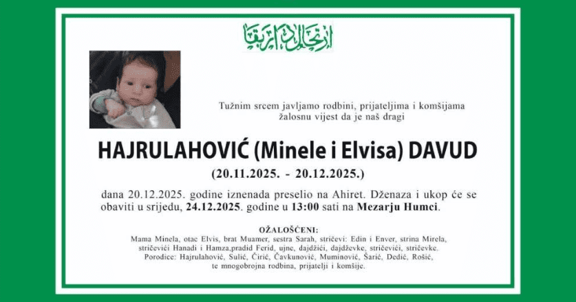 Tuga u Bihaću: Na Ahiret preselio Hajrulahović (Minele i Elvisa) Davud