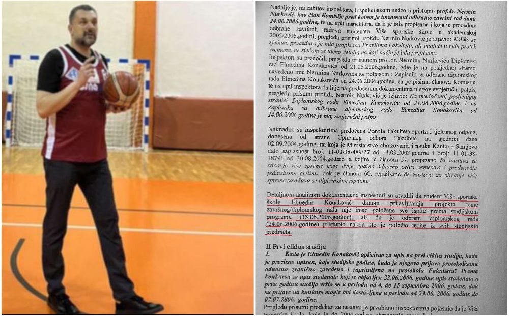 U 11 dana Elmedin Konaković prijavio temu, položio sve ispite i odbranio diplomski rad: Detalji inspekcijskog nalaza